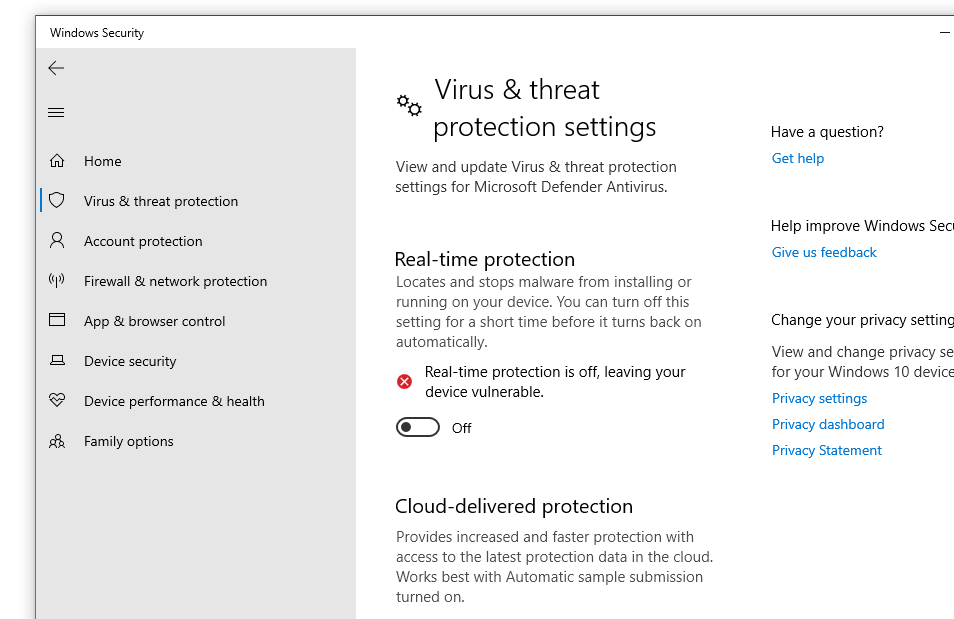 Disabling Windows Defender